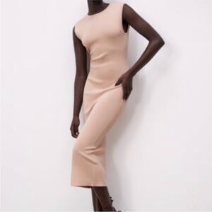 Zara Nude Backless Dress NWOT Size Small